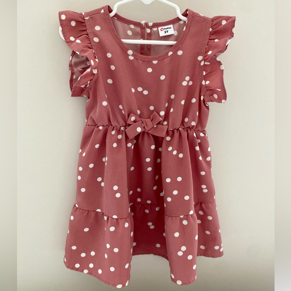 Pat Pat Toddler Girl 2T Dusty Rose Polka Dot Dress